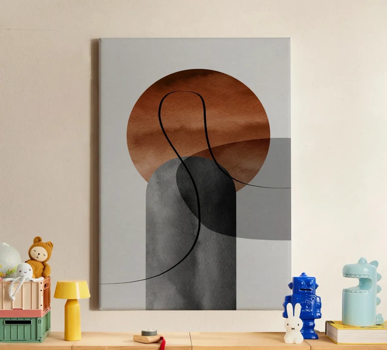 modern abstract circles tela con Cornice a cassetta da vintageshop