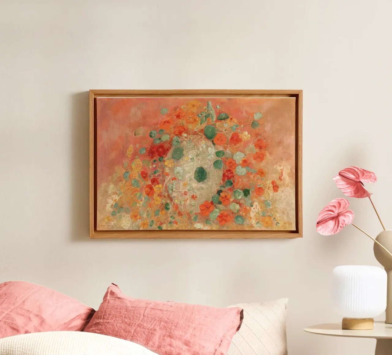 Nasturtiums by Odilon Redon canvas met Baklijst van apoloprints