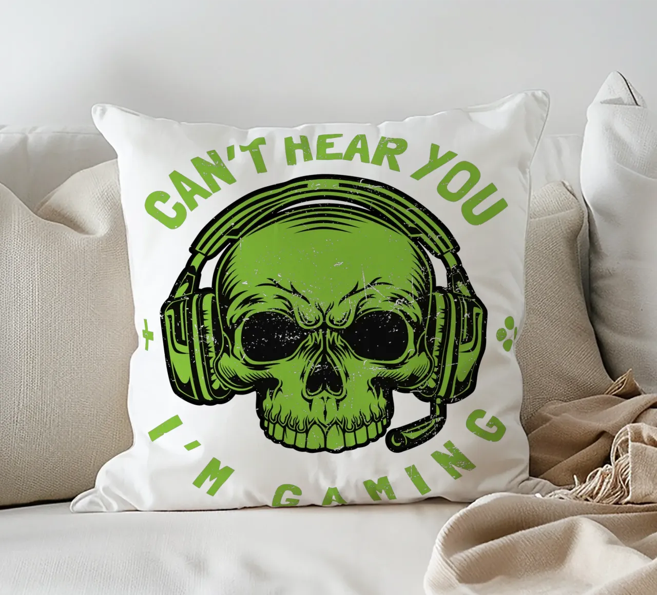 CAN'T HEAR YOU I'M GAMING cuscino da edsonramosart