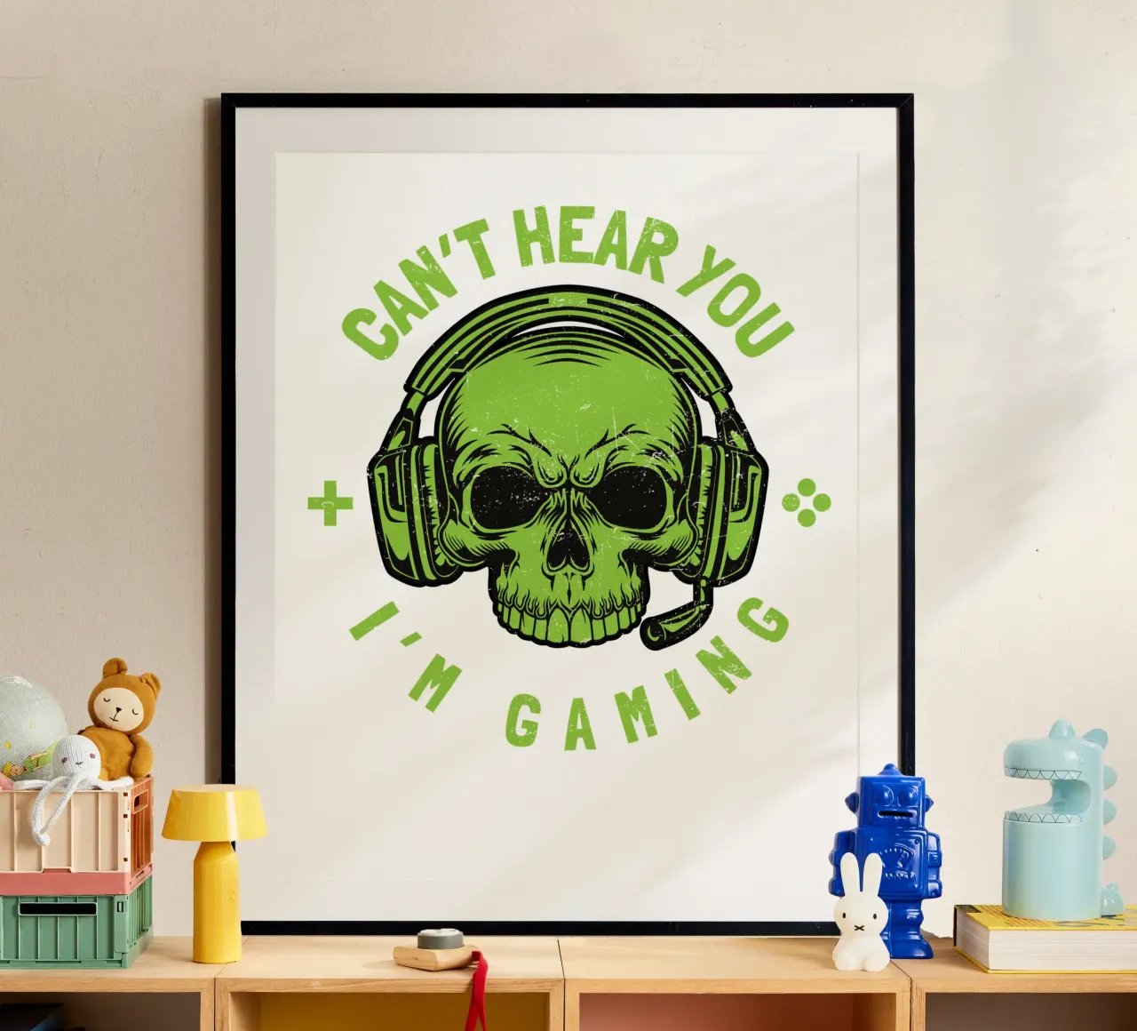 CAN'T HEAR YOU I'M GAMING poster con telaio in alluminio da edsonramosart