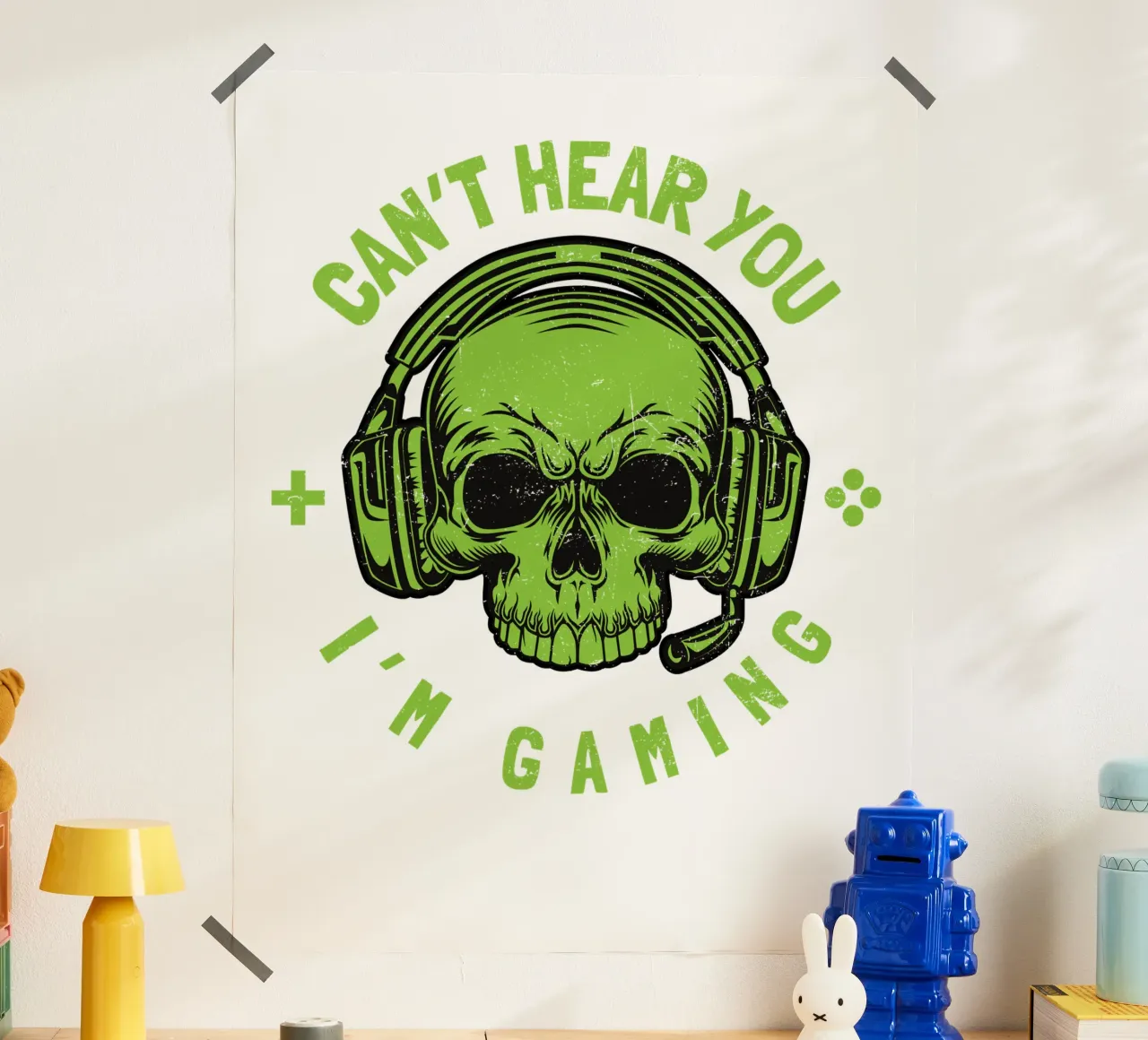 CAN'T HEAR YOU I'M GAMING poster con telaio in alluminio da edsonramosart