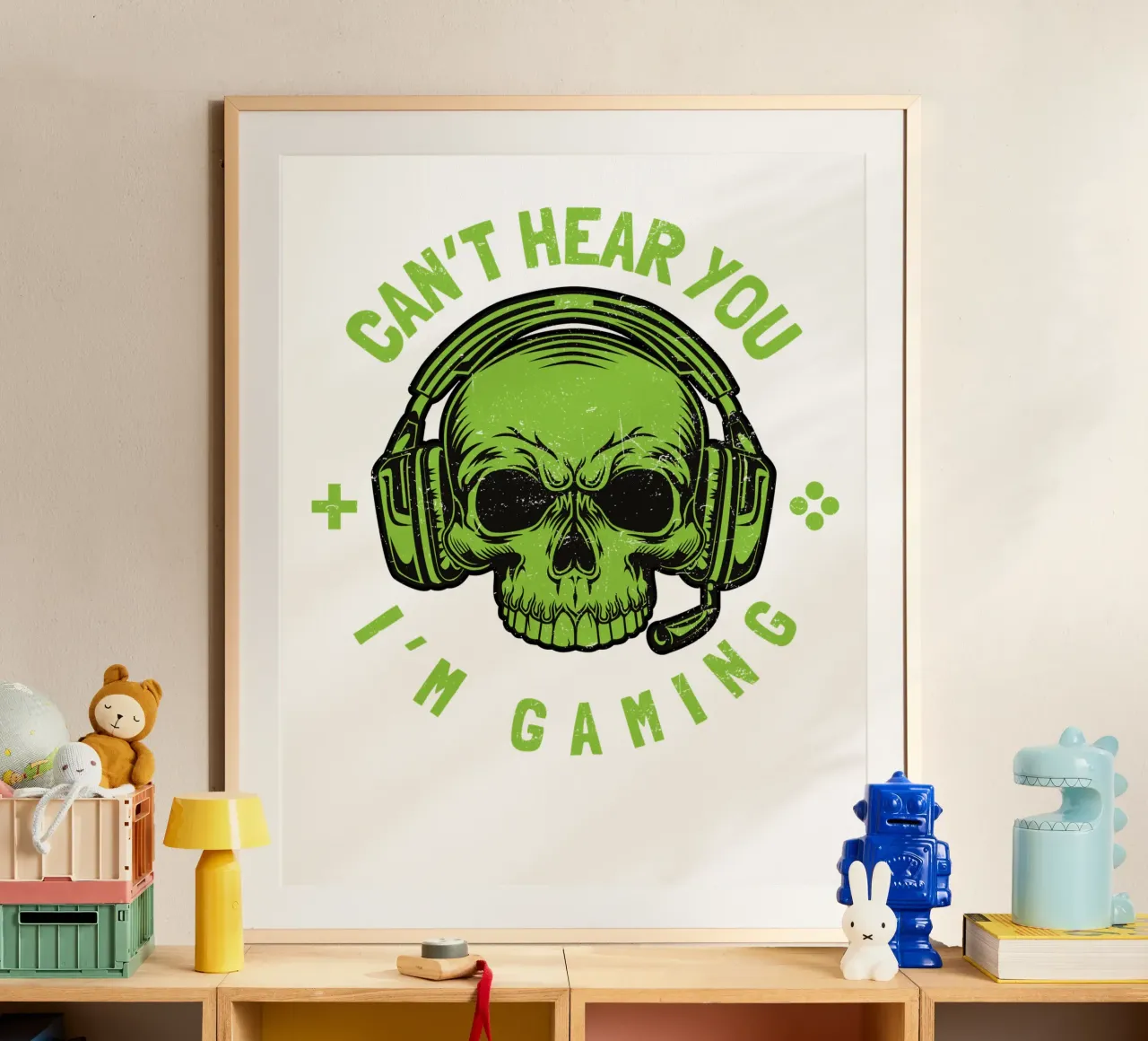 CAN'T HEAR YOU I'M GAMING poster con telaio in alluminio da edsonramosart