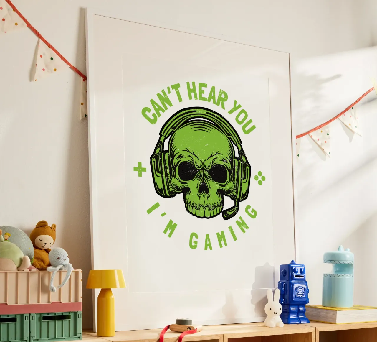 CAN'T HEAR YOU I'M GAMING poster con telaio in alluminio da edsonramosart