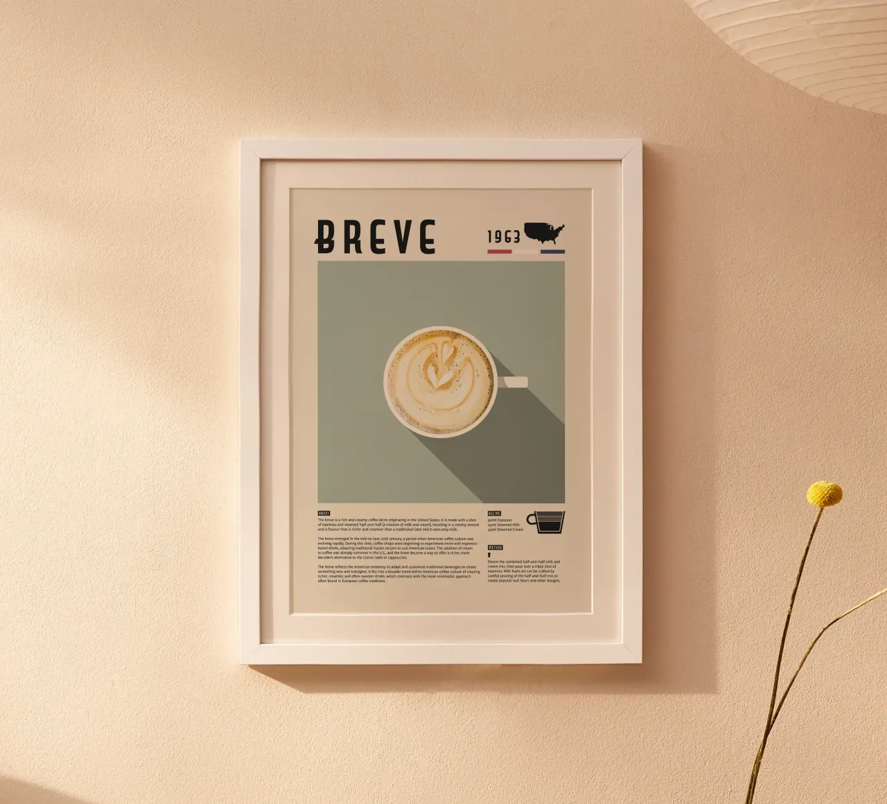 caffè macchiato poster con telaio in legno da John C Labut