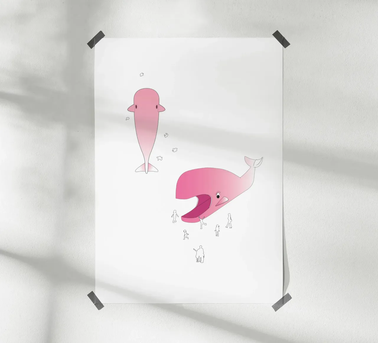 Balena Play | Press Play Stampa d'arte originale poster con telaio in alluminio da Press Play Art Prints