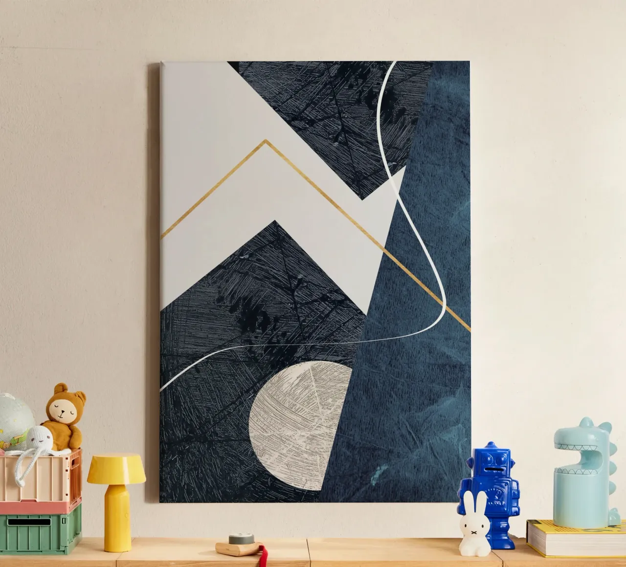 modern abstract art tela con Cornice a cassetta da vintageshop