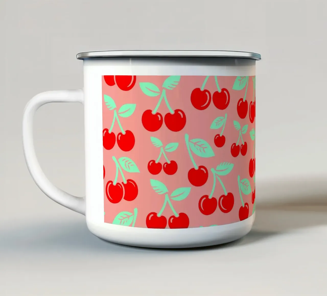 Ciliegie rosse e rosa tazza in smalto da SilverPegasus