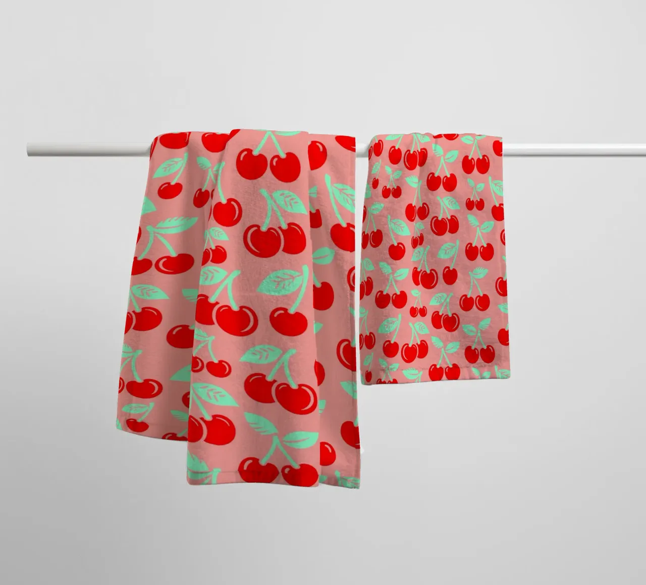 Cherries Red and Pink towel by SilverPegasus