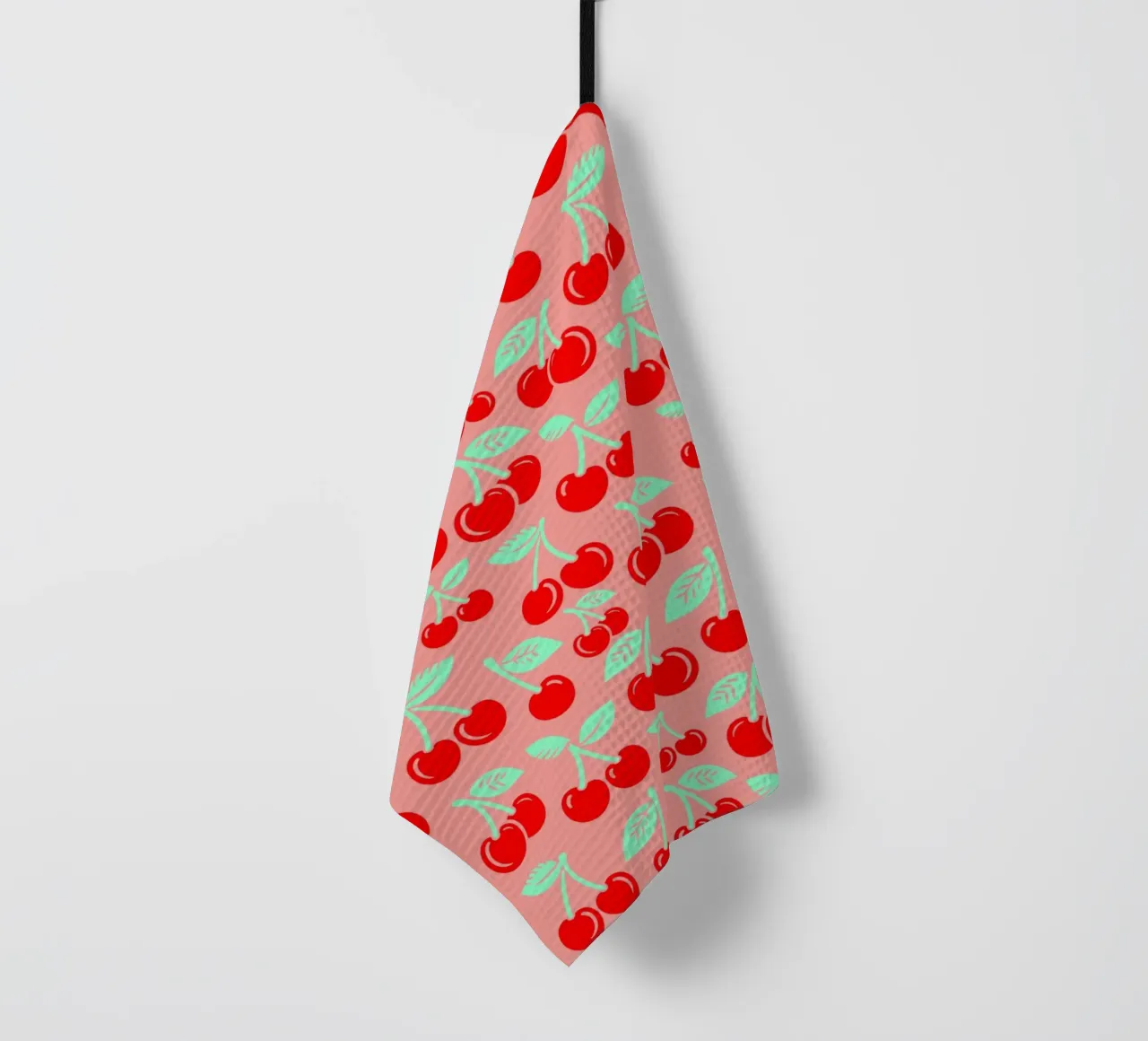 Cherries Red and Pink tea towel by SilverPegasus