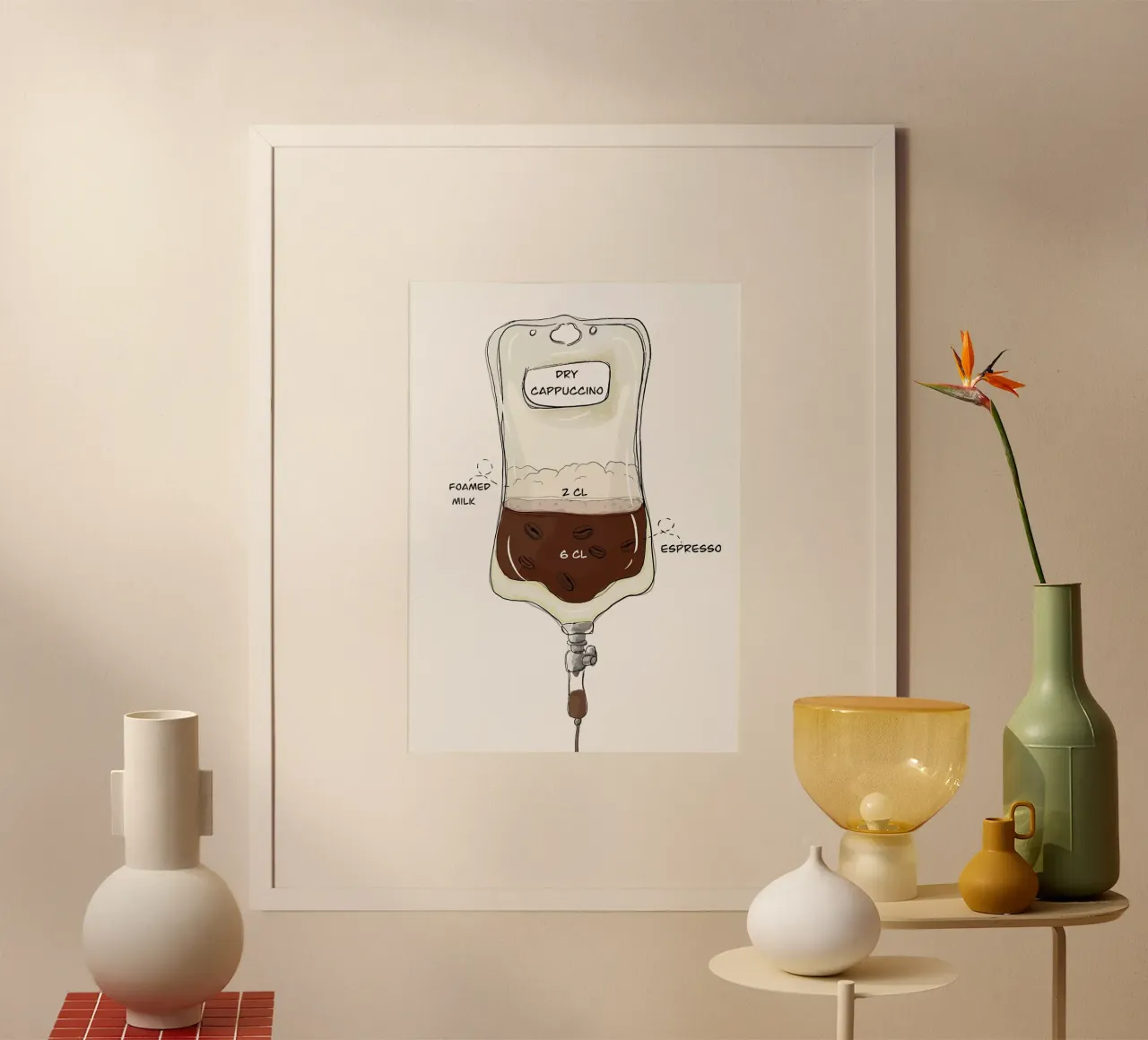 iv bag cappuccino poster con telaio in plastica da John C Labut