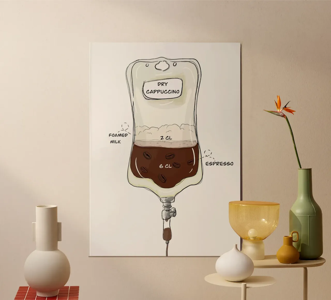 iv bag cappuccino poster con telaio in plastica da John C Labut