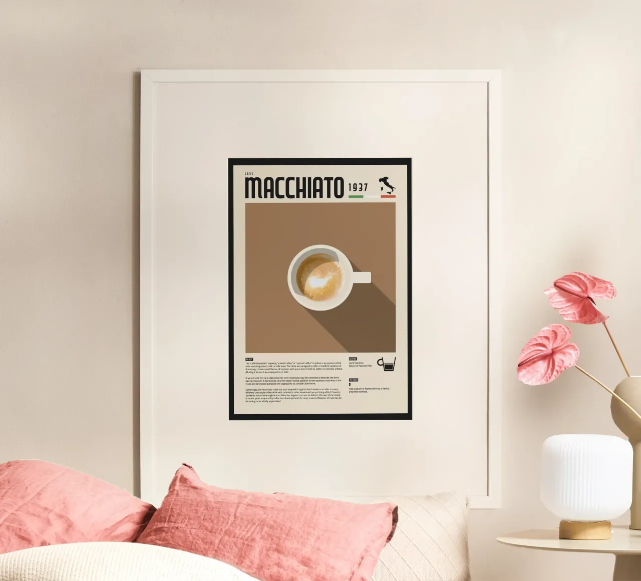 coffee espresso macchiato poster con telaio in alluminio da John C Labut