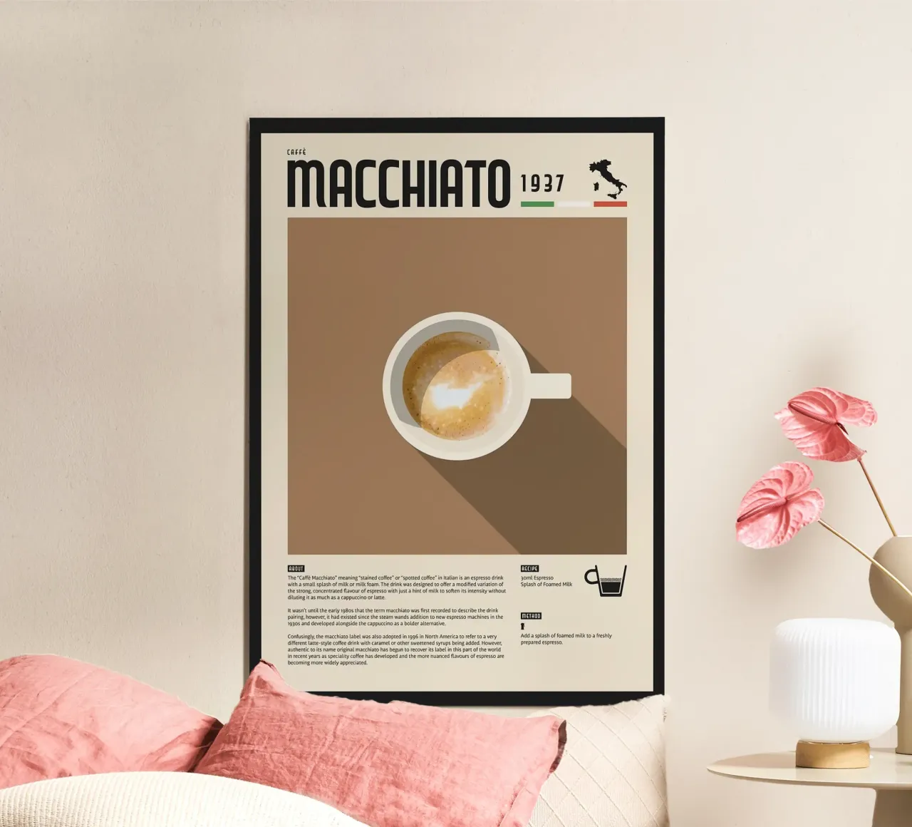 coffee espresso macchiato poster con telaio in alluminio da John C Labut