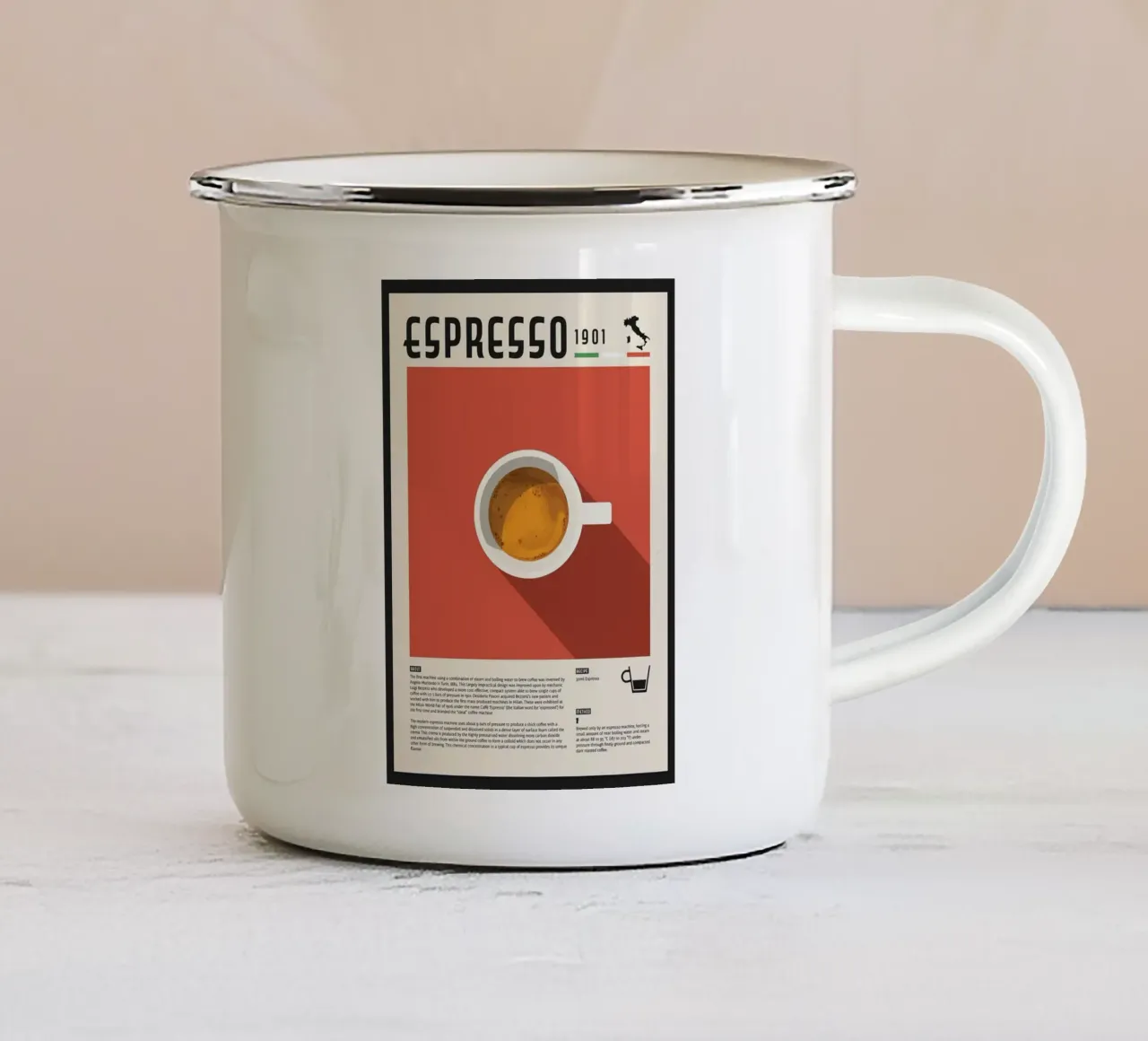 espresso coffee cup enamel mug by John C Labut