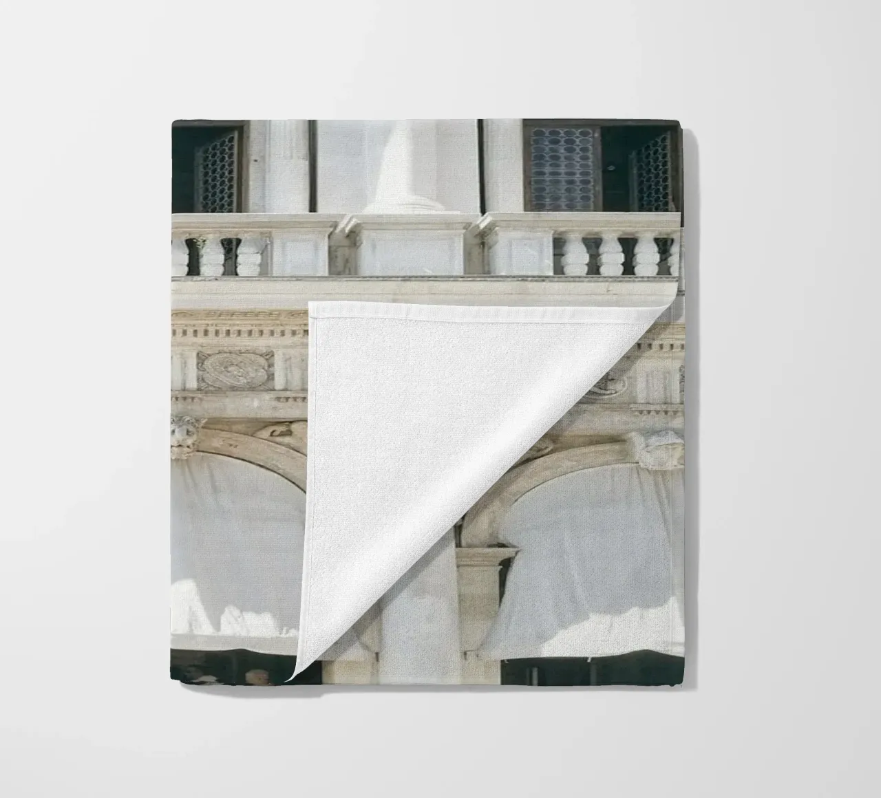 White and Beige Venice Building beach towel by GraceDigitalArtCo