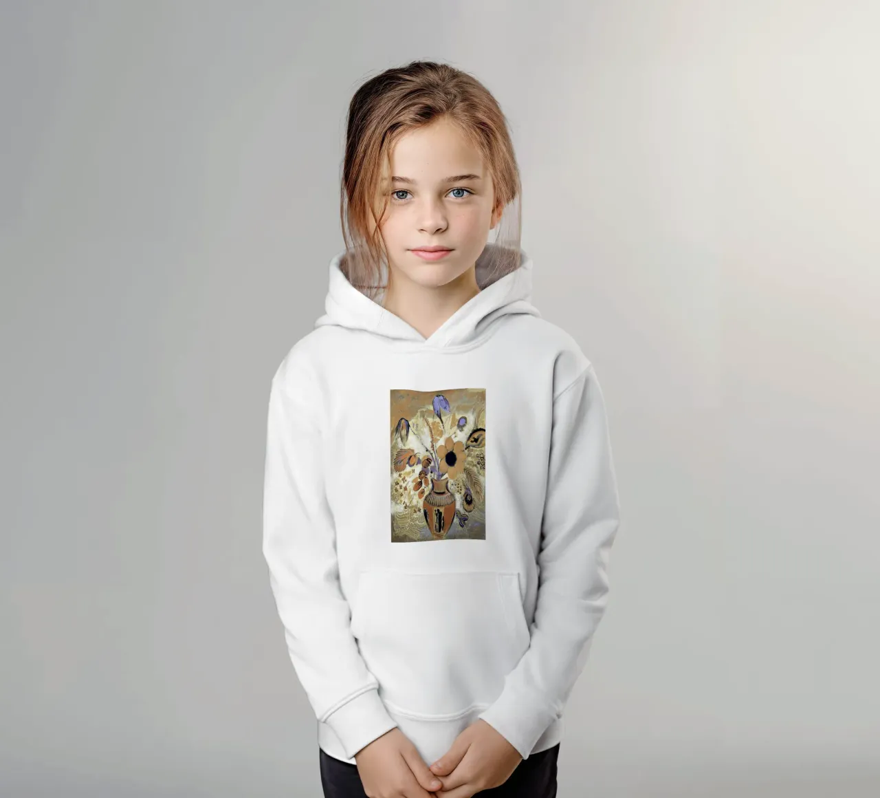 Etruscan Vase with Flowers by Odilon Redon kids hoodie by apoloprints