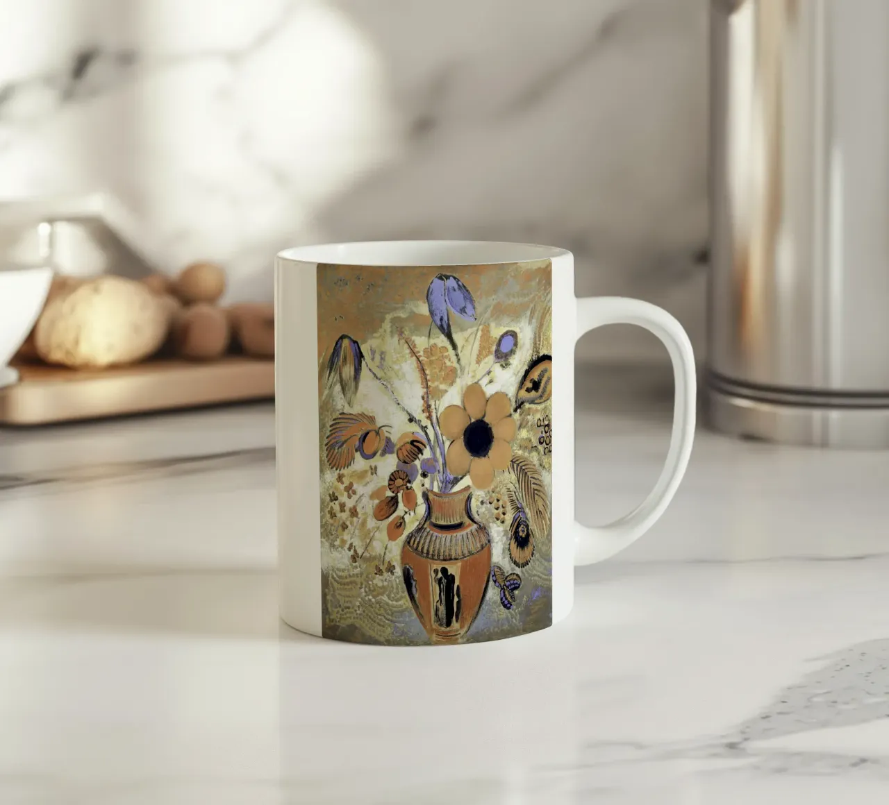 Etruscan Vase with Flowers by Odilon Redon tazza in ceramica da apoloprints