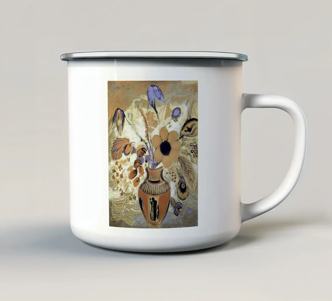 Etruscan Vase with Flowers by Odilon Redon tazza in smalto da apoloprints