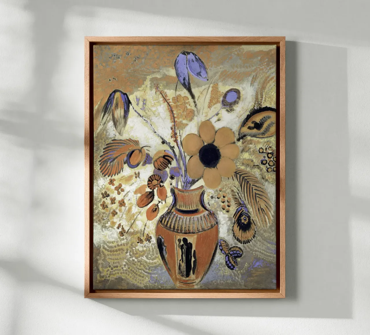 Etruscan Vase with Flowers by Odilon Redon tela con Cornice a cassetta da apoloprints
