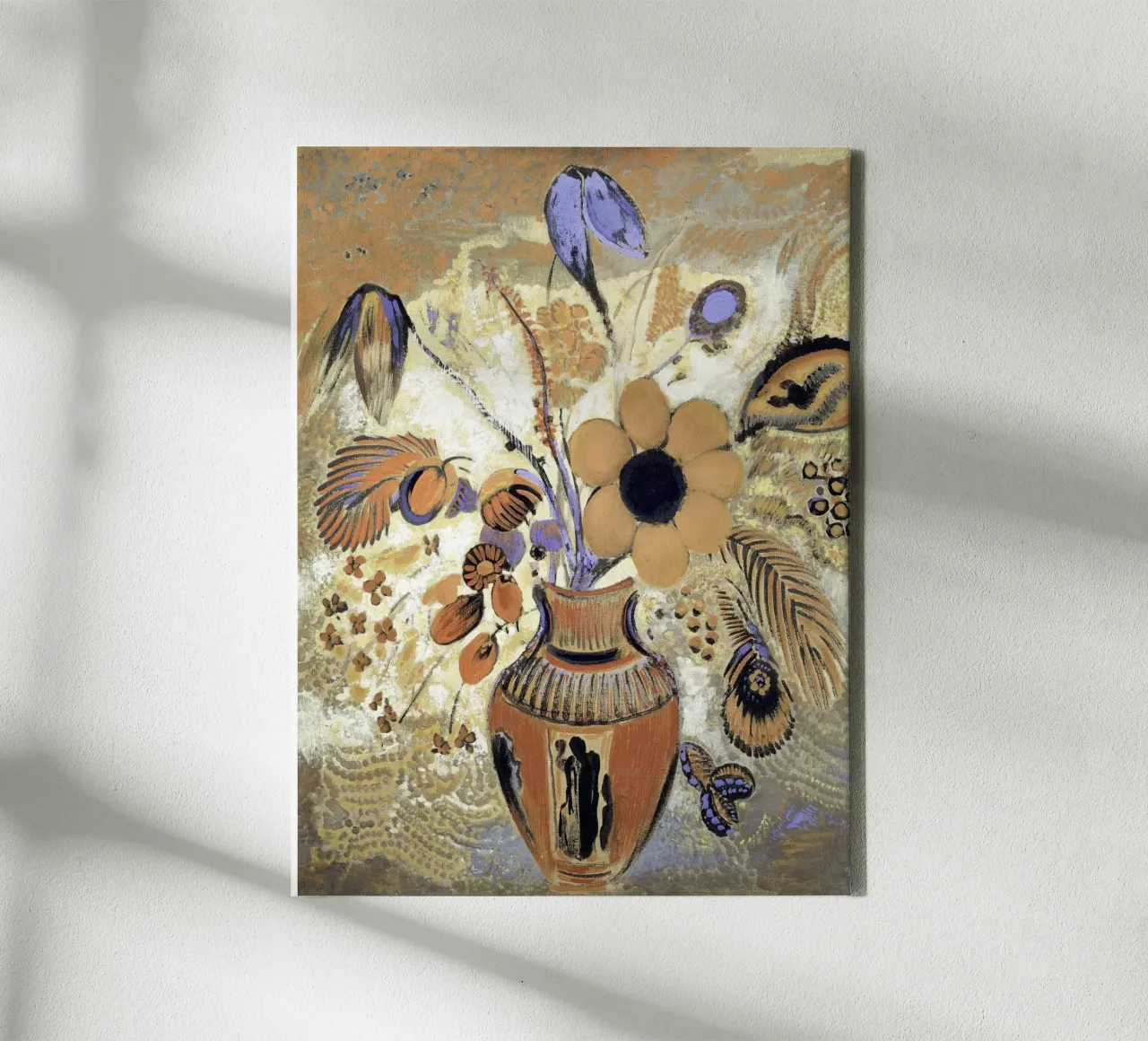 Etruscan Vase with Flowers by Odilon Redon tela con Cornice a cassetta da apoloprints