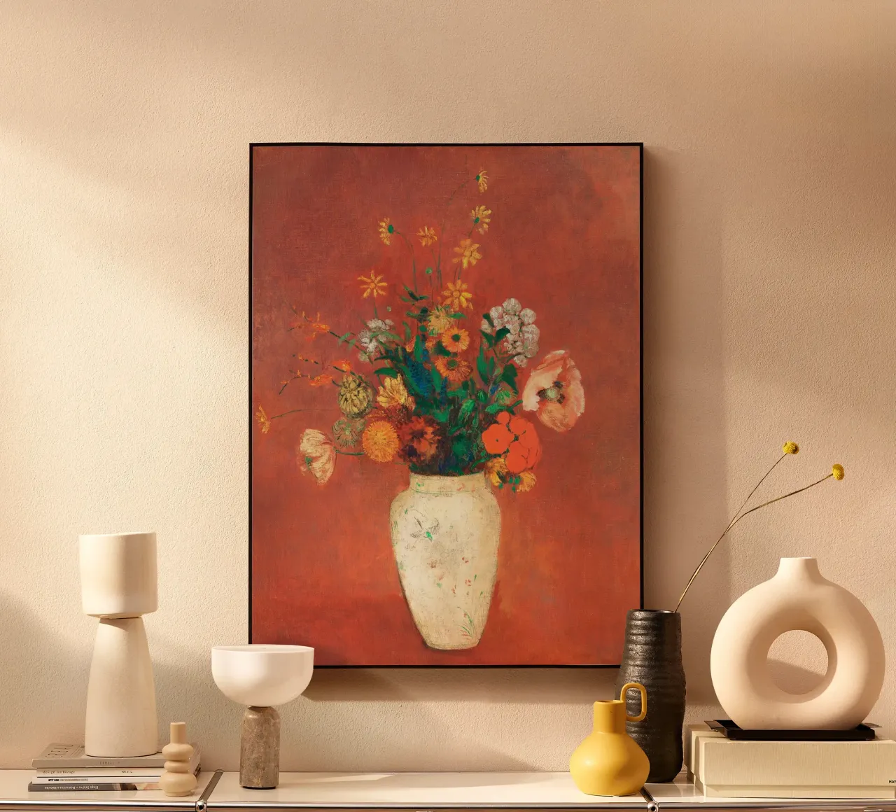 Bouquet in a Chinese Vase by Odilon Redon alluminio dibond da apoloprints