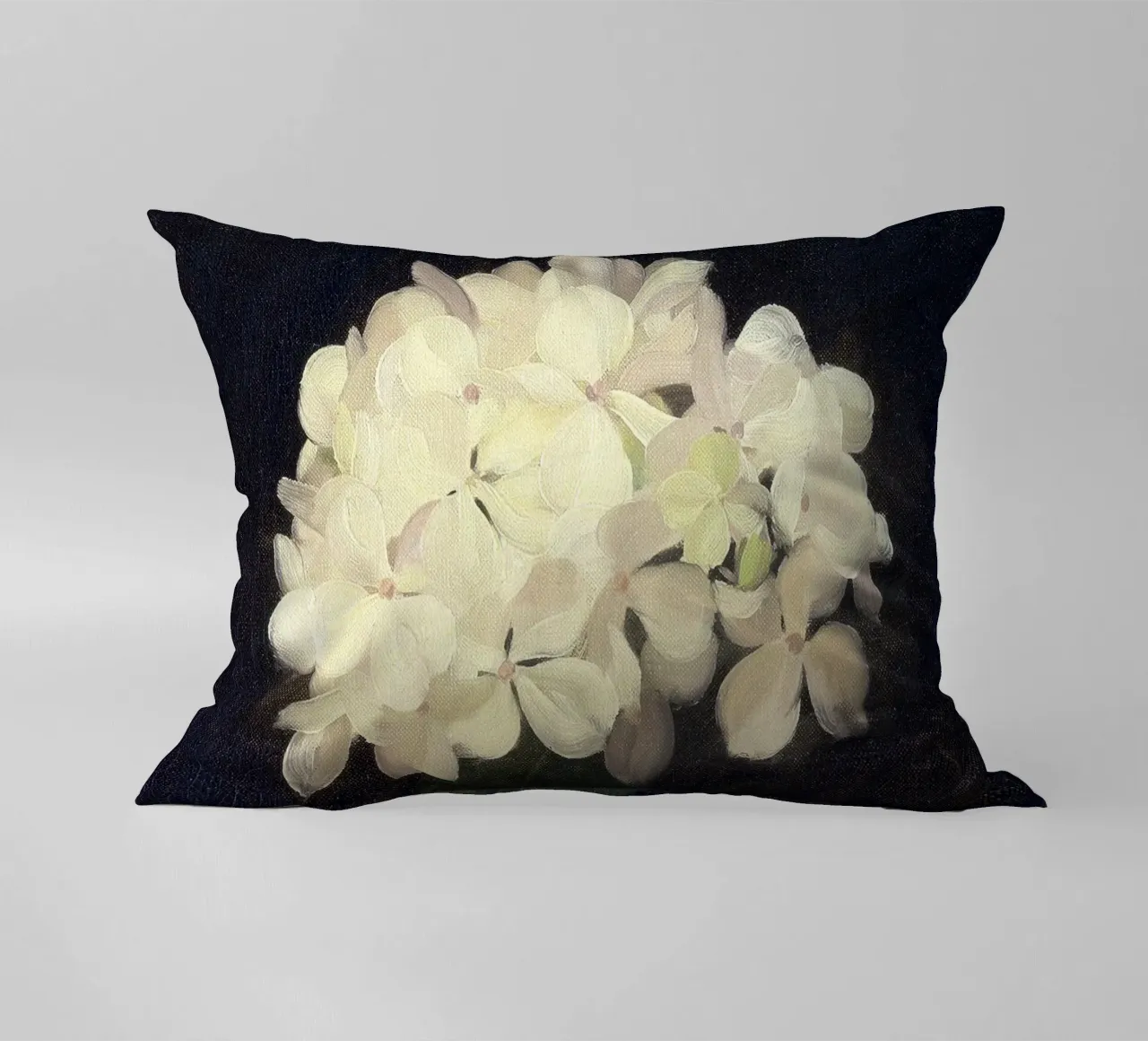 White Hydrangea Flower cuscino da apoloprints