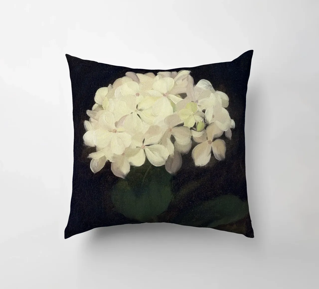 White Hydrangea Flower cuscino da apoloprints