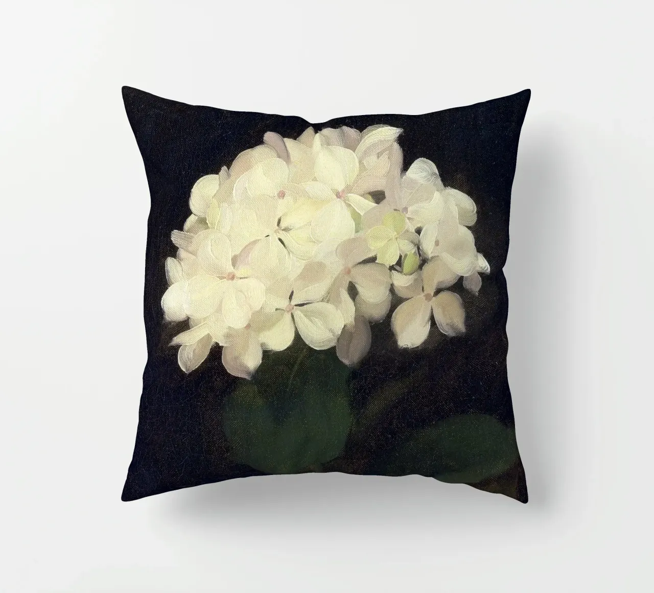White Hydrangea Flower cuscino da apoloprints