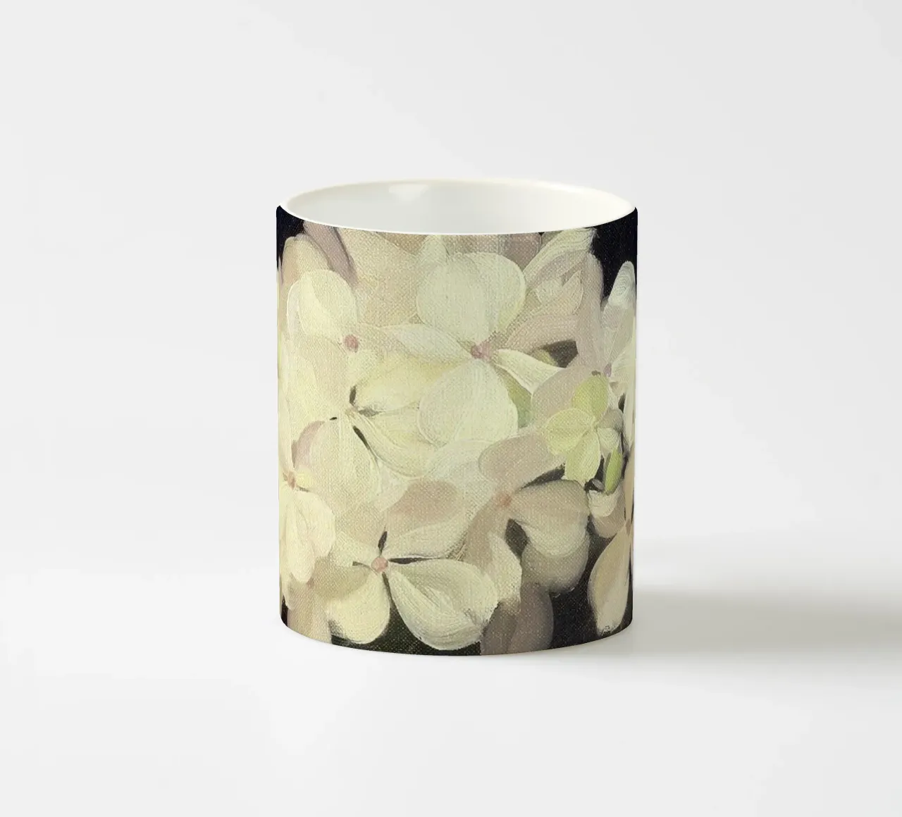 White Hydrangea Flower tazza in ceramica da apoloprints