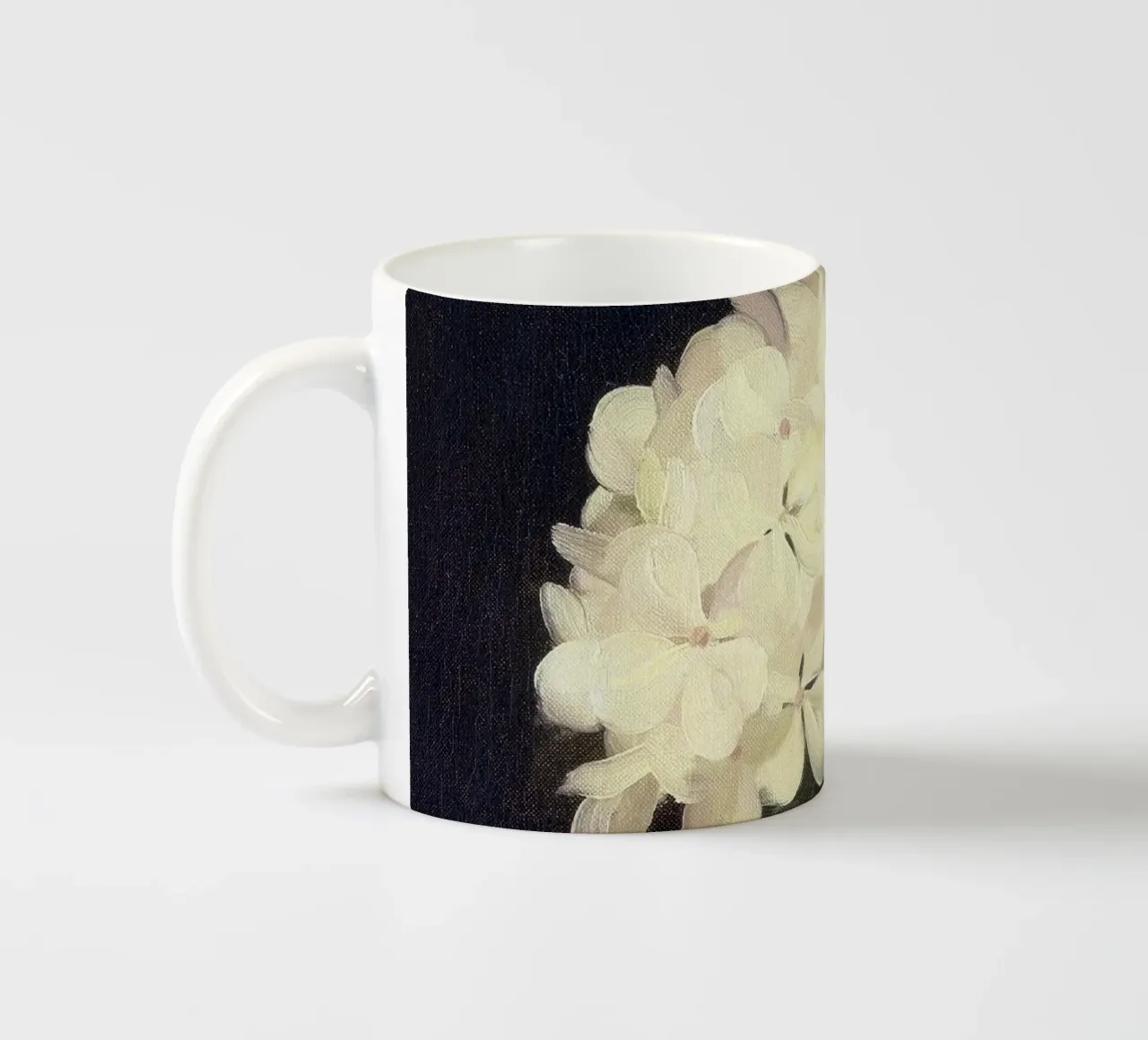 White Hydrangea Flower tazza in ceramica da apoloprints