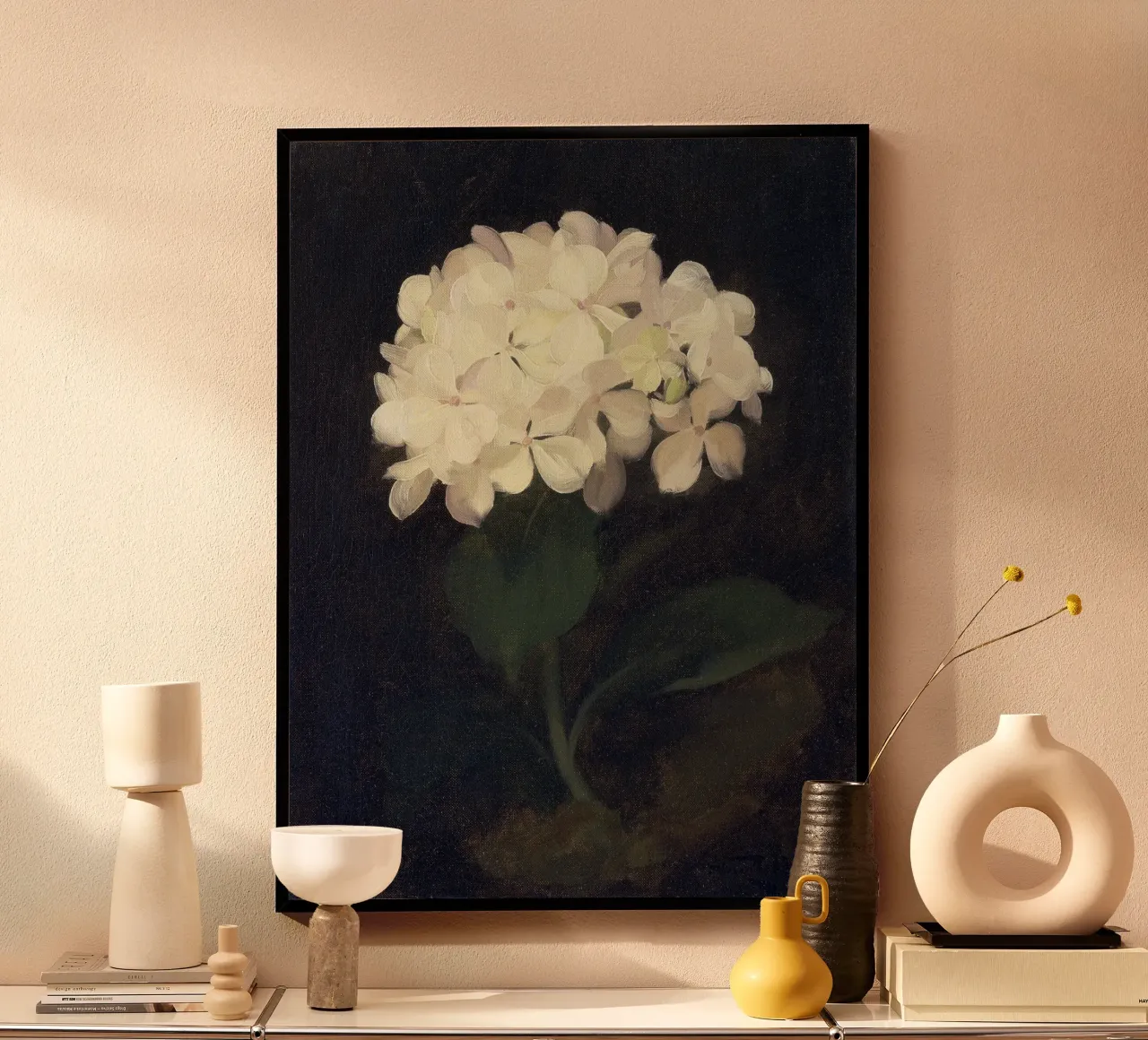 White Hydrangea Flower carta hahnemühle da apoloprints