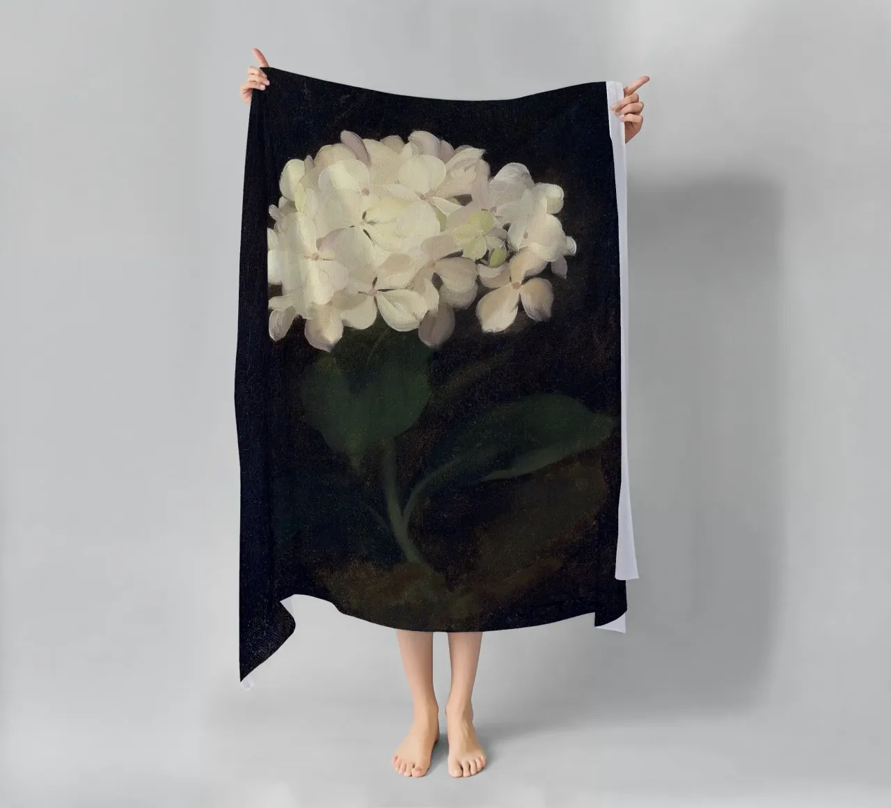 White Hydrangea Flower telo mare da apoloprints