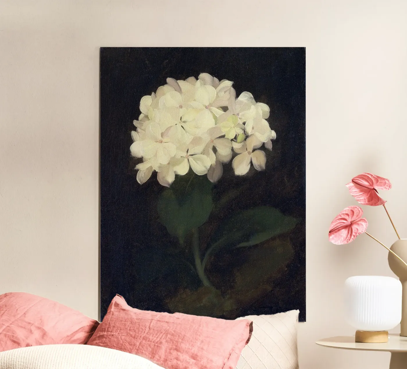 White Hydrangea Flower poster by Apolo Prints