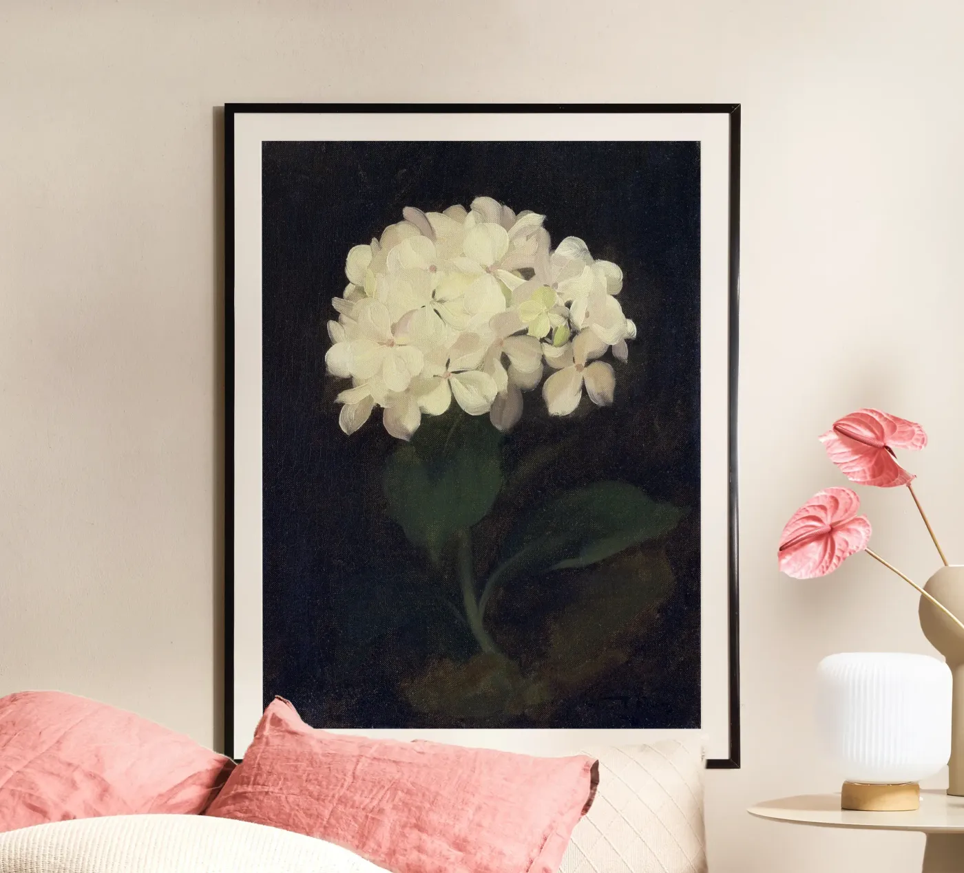 White Hydrangea Flower poster by Apolo Prints