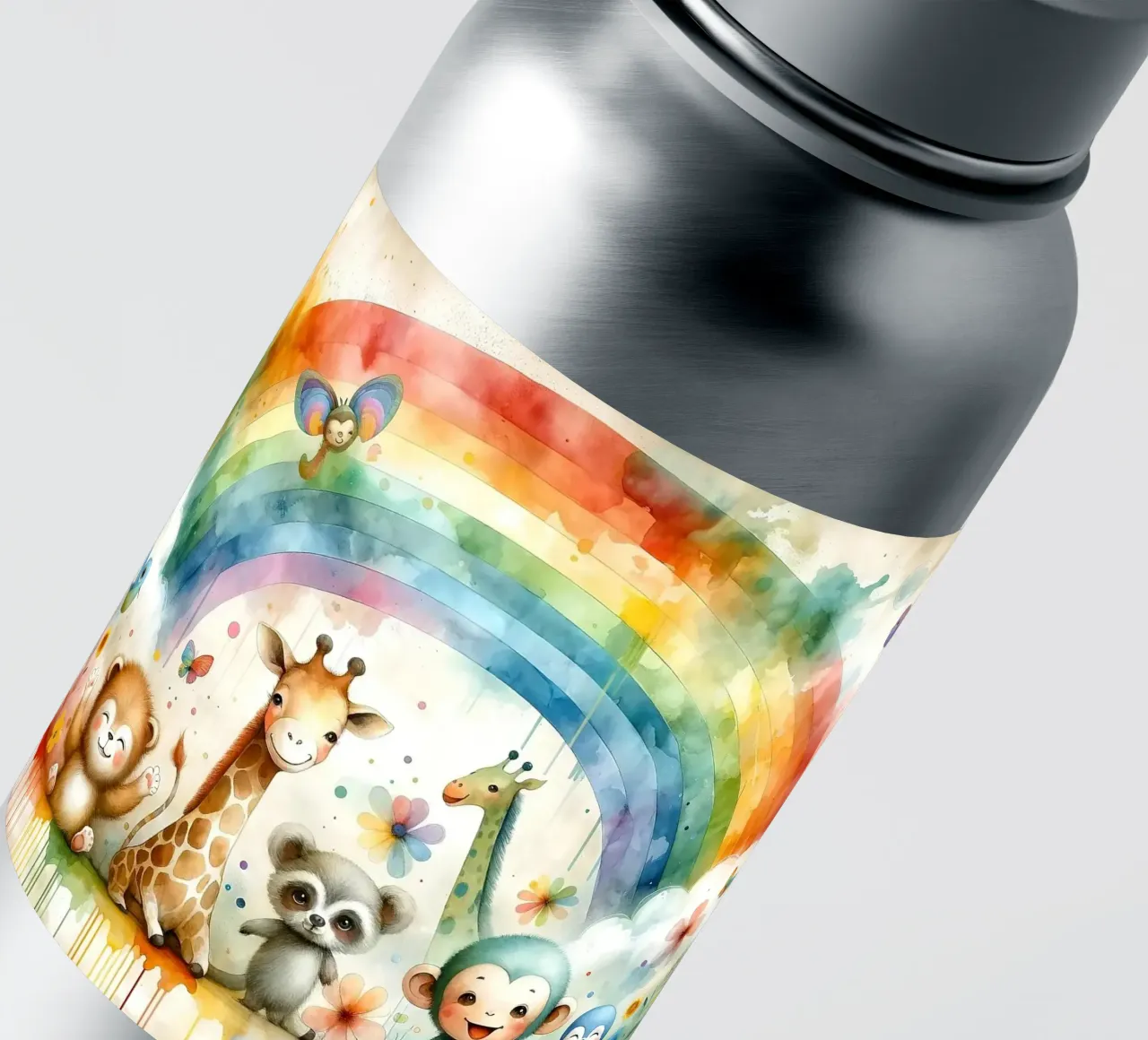 Arcobaleno con animali gioiosi adesivo da Chromatic Fusion Studio