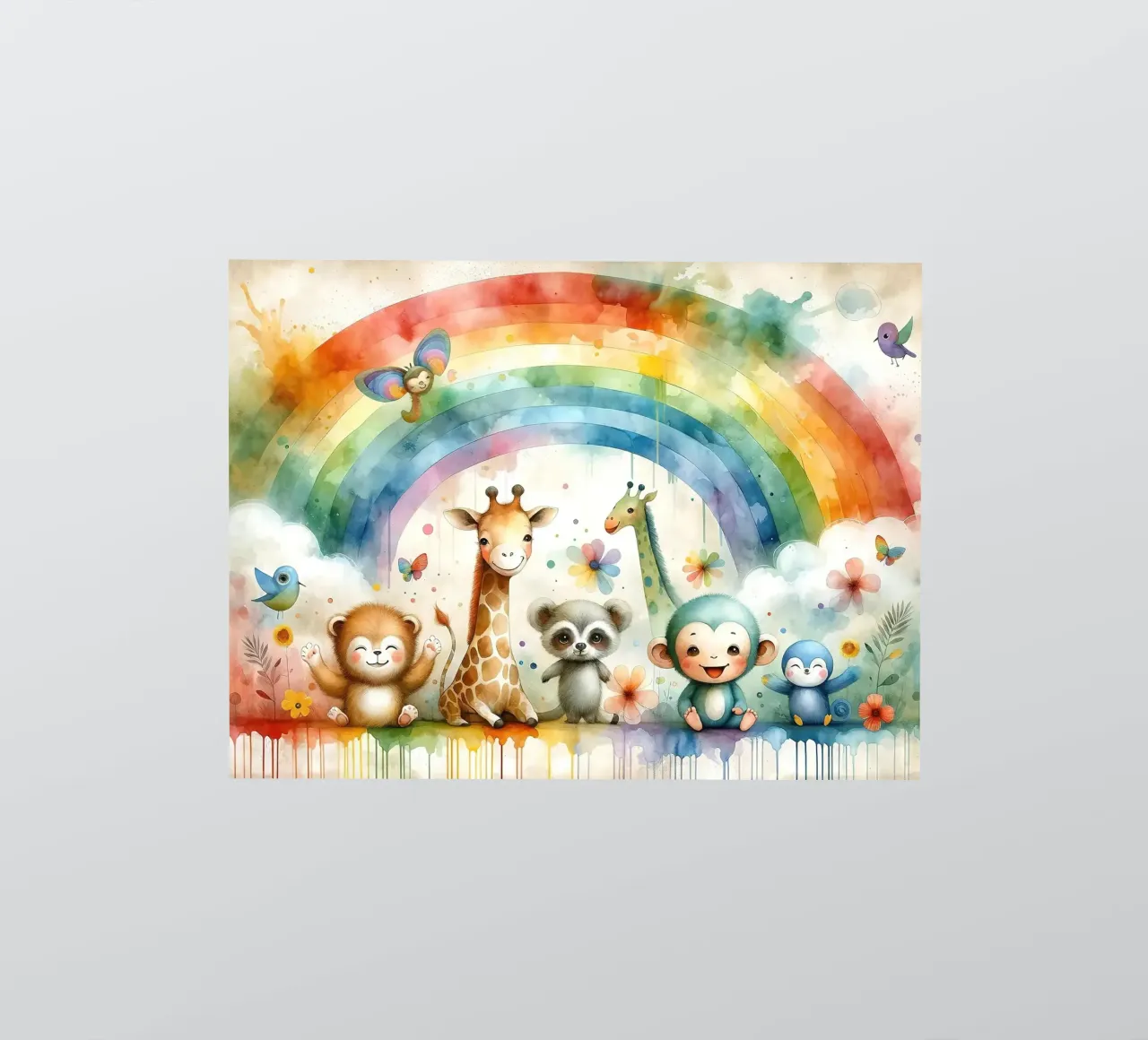 Arcobaleno con animali gioiosi adesivo da Chromatic Fusion Studio