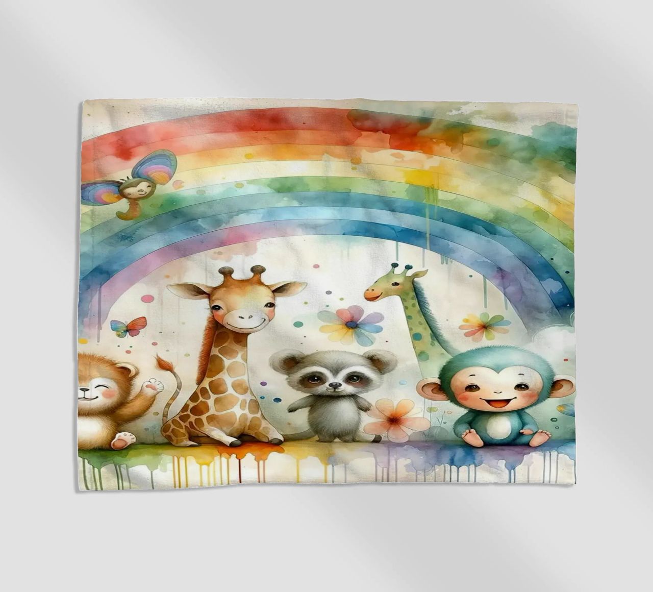 Arco iris con animales alegres toalla de playa de Chromatic Fusion Studio