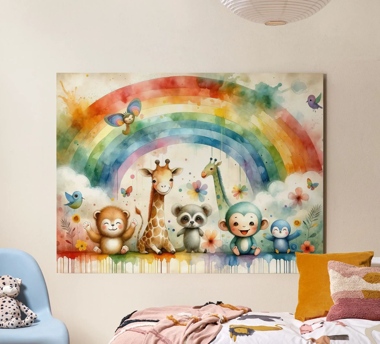 Arco iris con animales alegres aluminio dibond de Chromatic Fusion Studio