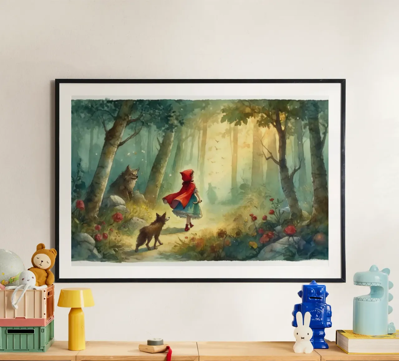 Roter Mantel in den Wäldern Hahnemühle von Chromatic Fusion Studio