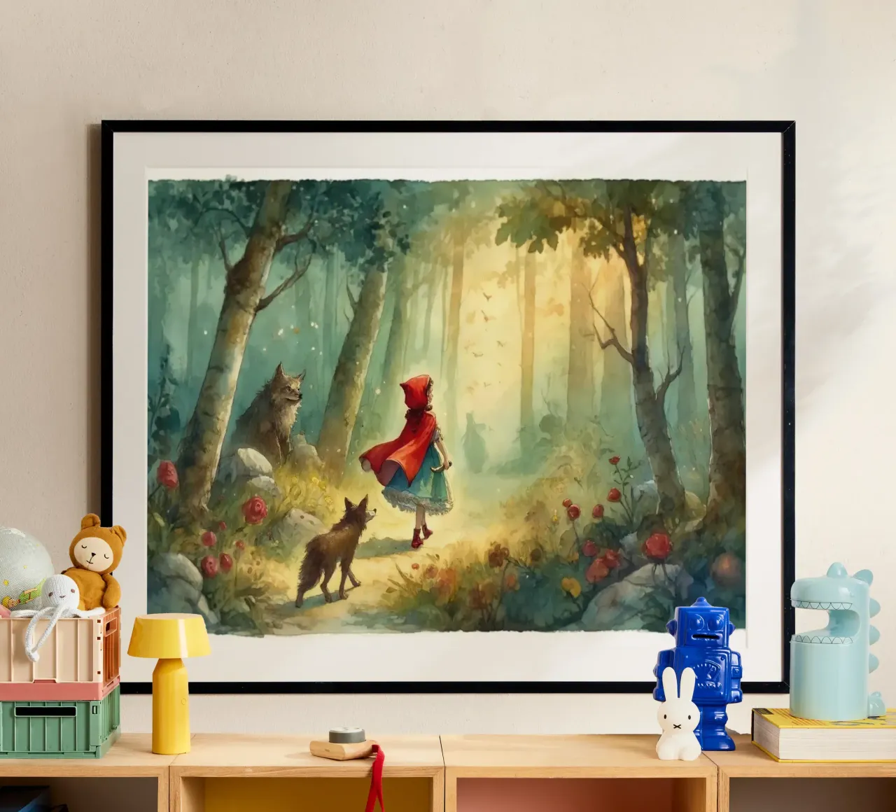 Roter Mantel in den Wäldern Hahnemühle von Chromatic Fusion Studio
