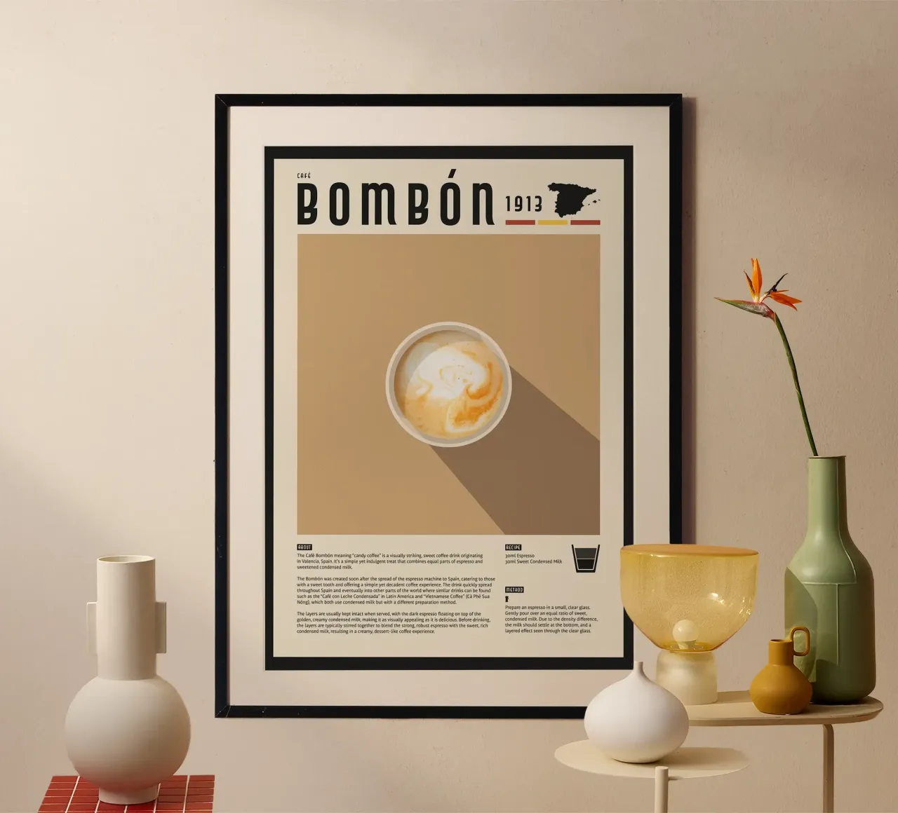 caffè bombon poster con telaio in legno da John C Labut