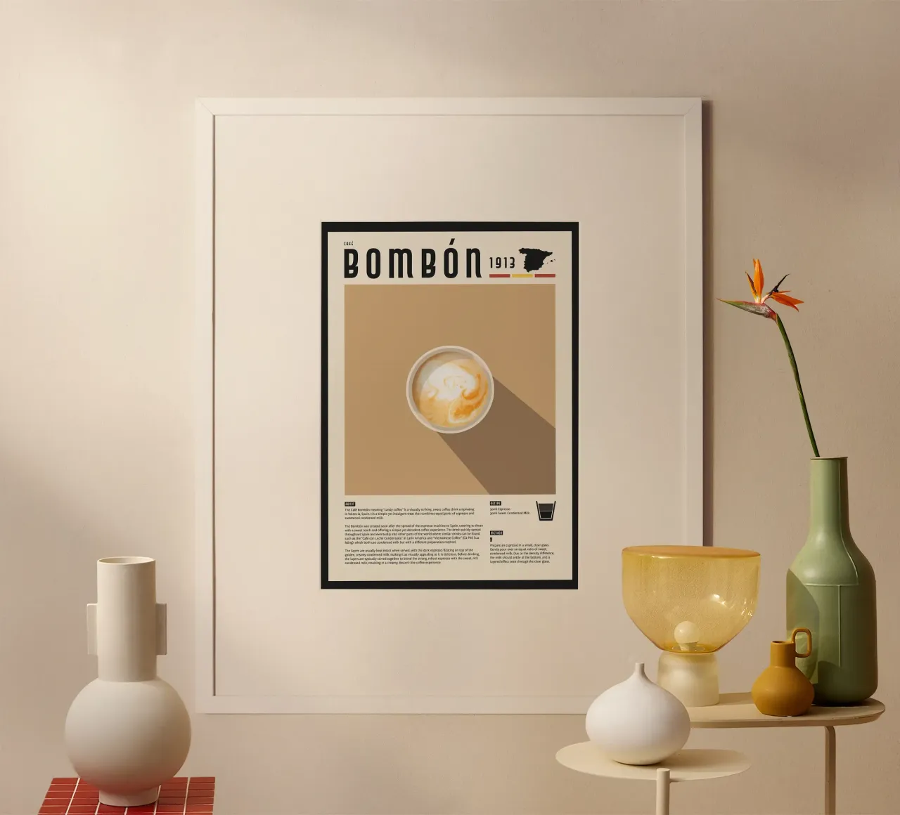 caffè bombon poster con telaio in legno da John C Labut