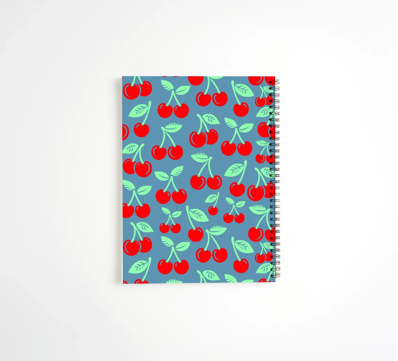 Cherries Denim Blue spiral notebook by SilverPegasus
