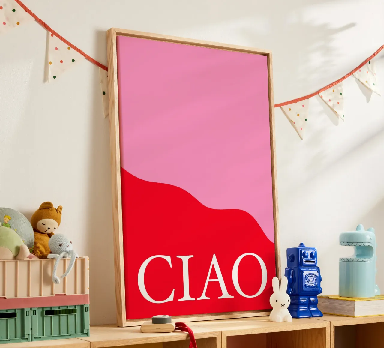 CIAO Pink and Red Art tela con Cornice a cassetta da GraceDigitalArtCo