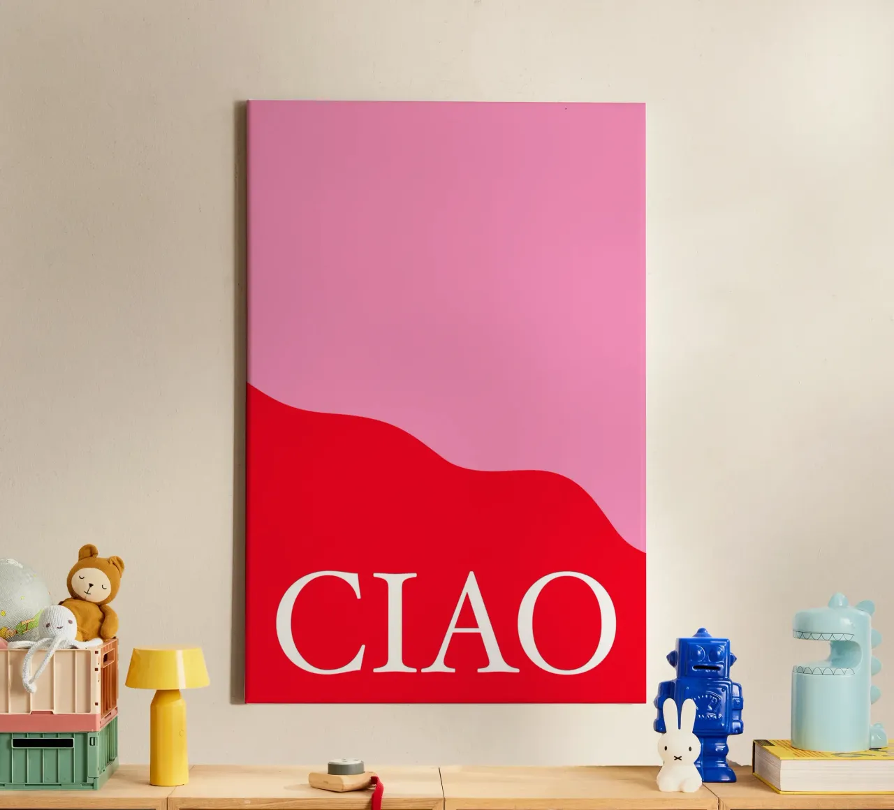 CIAO Pink and Red Art tela con Cornice a cassetta da GraceDigitalArtCo
