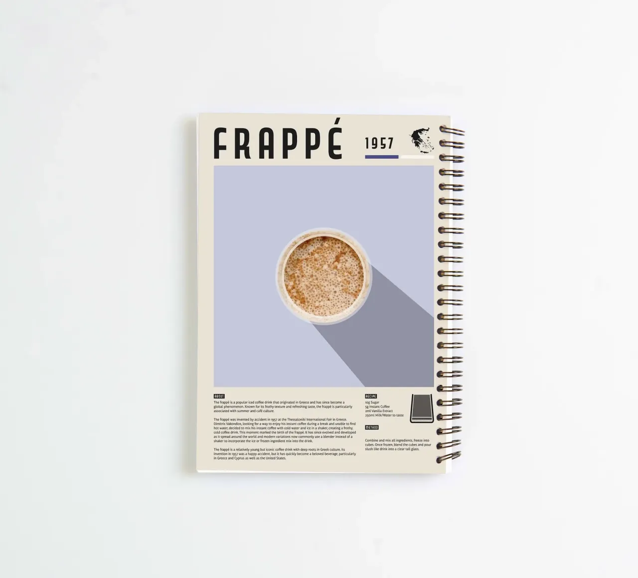 frappé ijskoffie notitieboek met spiraal van John C Labut