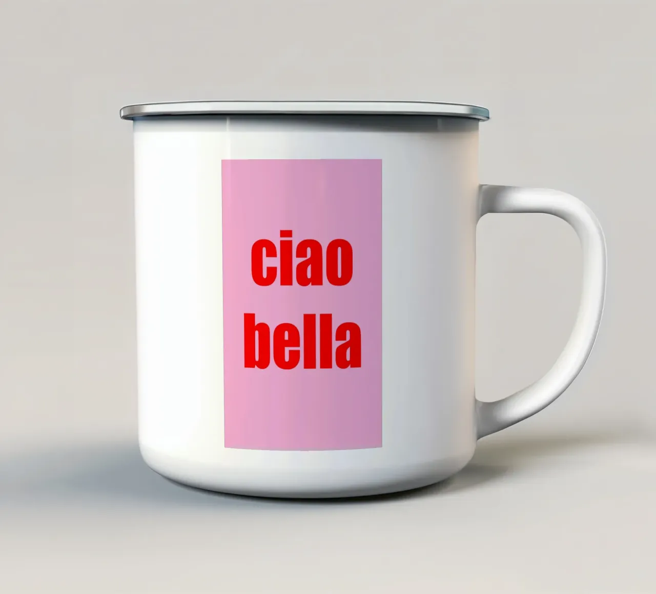CIAO BELLA - Pink and Red Art Decor tazza in smalto da GraceDigitalArtCo