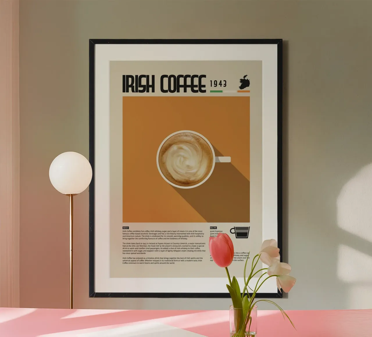 caffè irlandese poster con telaio in plastica da John C Labut