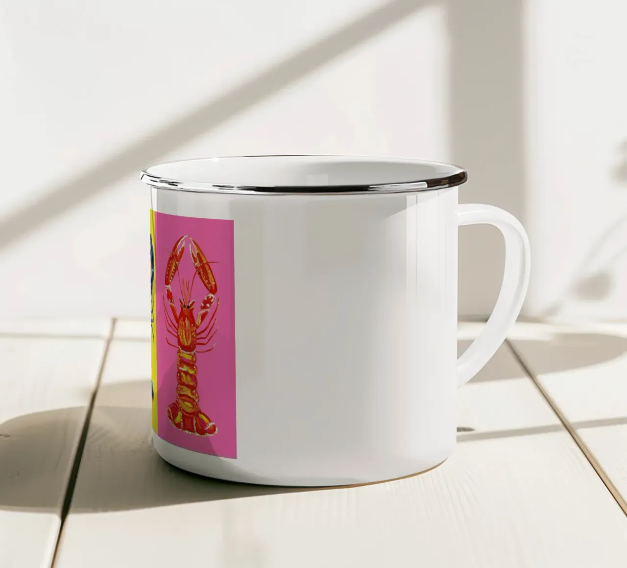 Lobster Pop Art tazza in smalto da Alice Straker