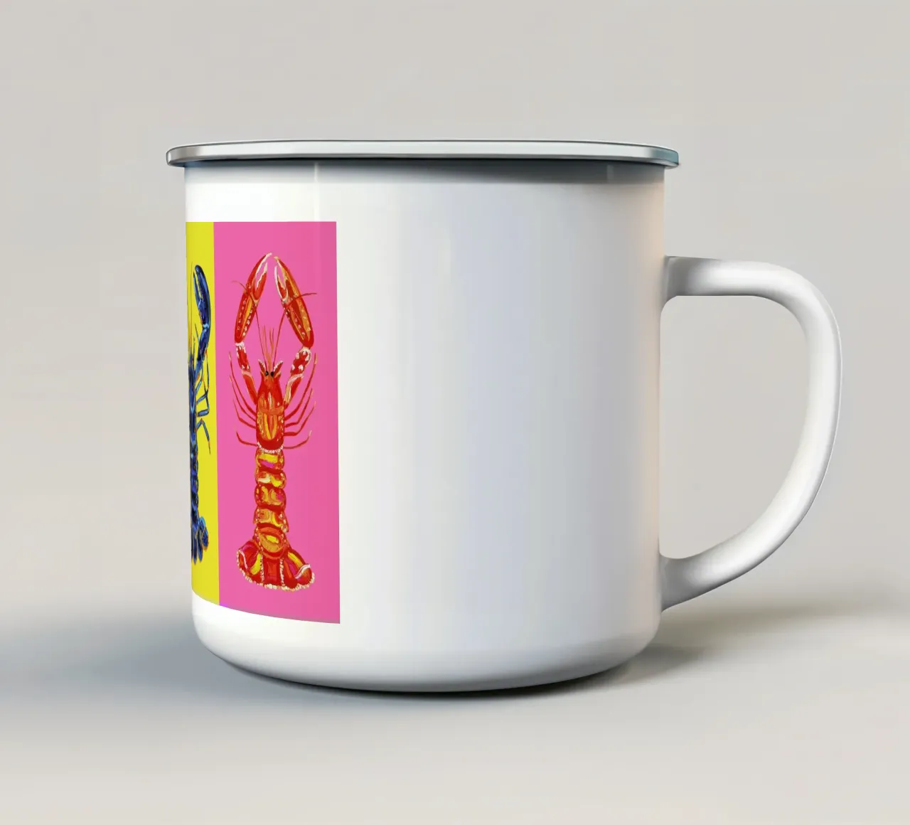 Lobster Pop Art tazza in smalto da Alice Straker